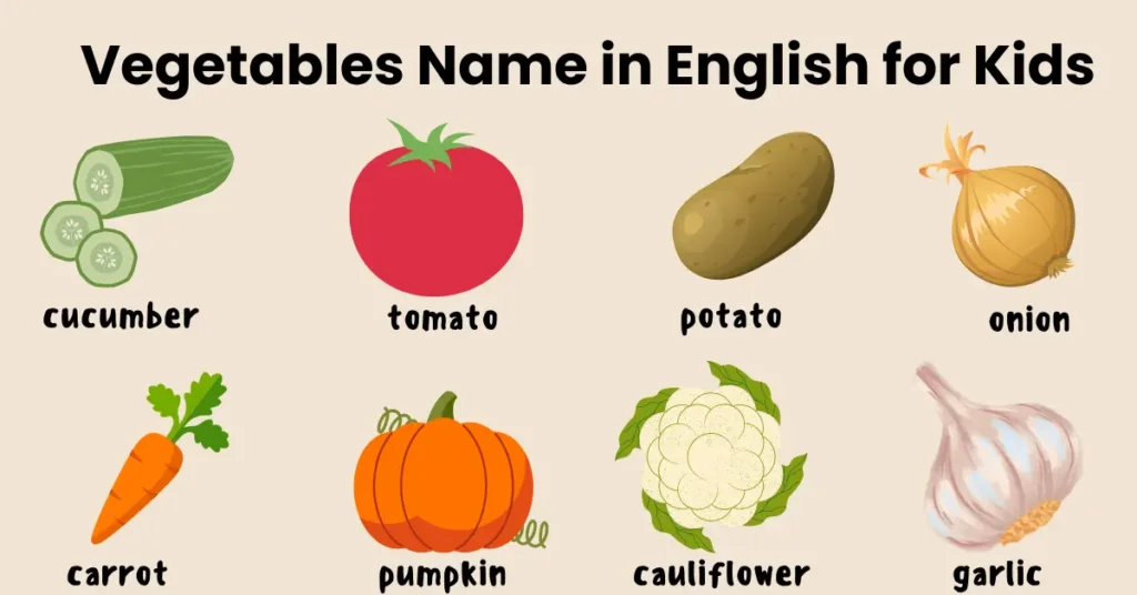 Vegetables Name in English for Kids